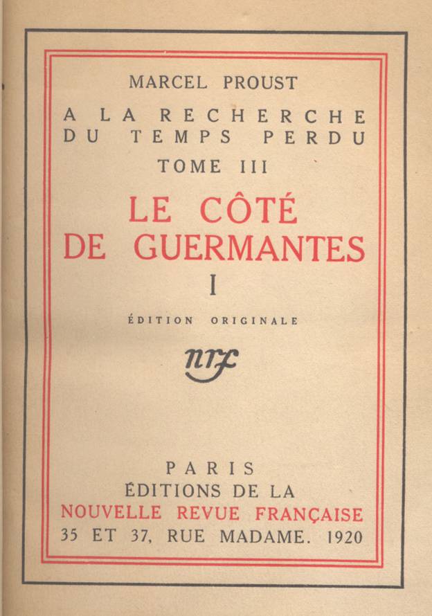 A La Recherche Du Temps Perdu III – Le Coté De Guermantes pic_1.jpg