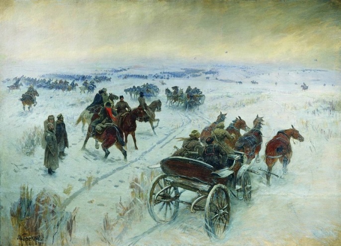 Гибель донской конницы в феврале 1920 года в Задонской степи Grekov.jpg