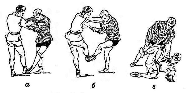 Бросок задняя подножка самбо